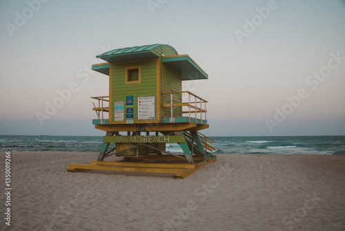 Miami Beach lifeguard hut on beach