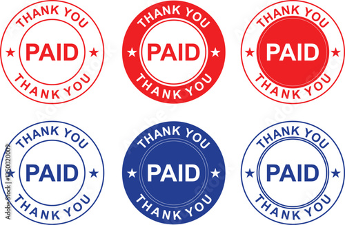Paid and thank you grunge rubber stamp