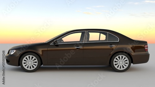 Dark Brown Sedan Car Profile View