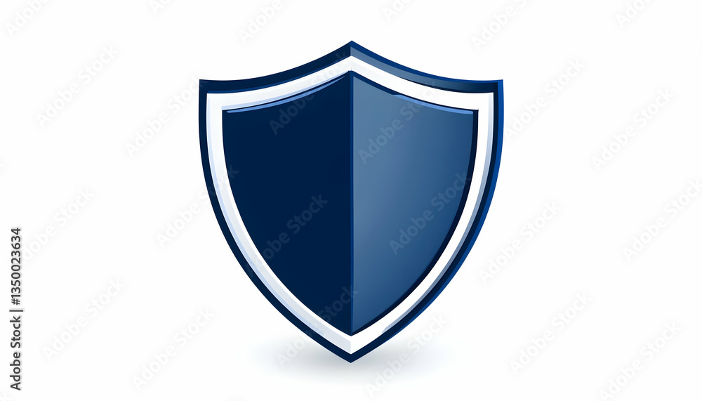 Dark blue shield with white border, 3D rendering on white background Dark blue shield with white border, 3D rendering on white background