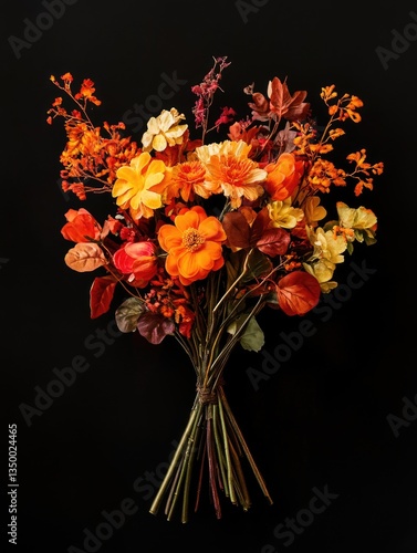 Autumn flowers in a vase with fall colors