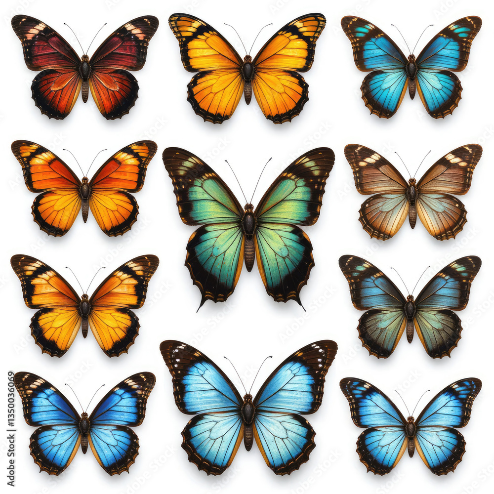 set of colorful butterflies set of colorful butterflies