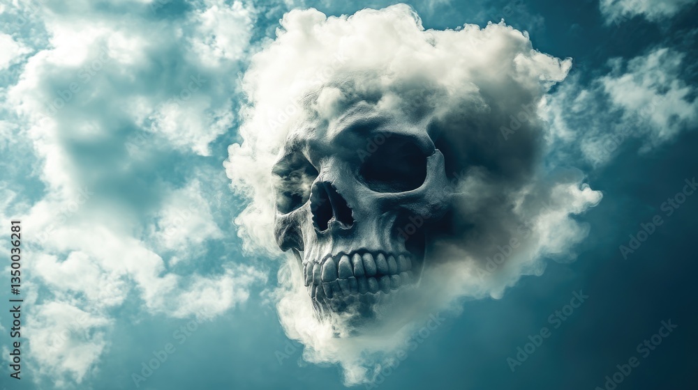 Mysterious Skull Shaped Cloud Against a Gloomy Sky Mysterious Skull Shaped Cloud Against a Gloomy Sky