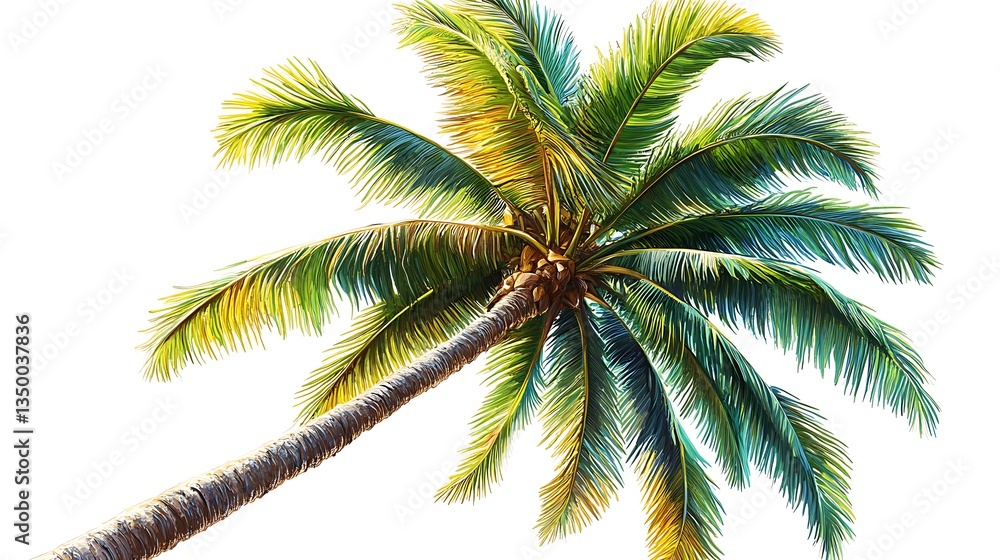 Lush green palm tree isolated on white. Lush green palm tree isolated on white.