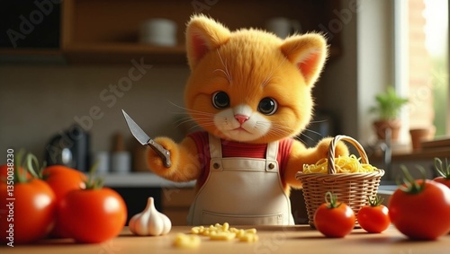 cat in a kitchen