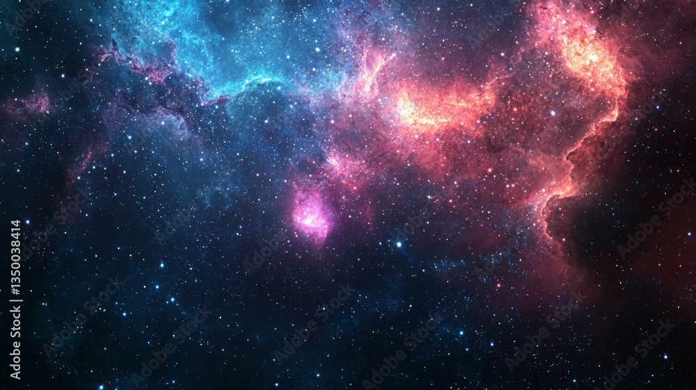 Vibrant Cosmic Scene with Colorful Nebulae and Stars in Space Vibrant Cosmic Scene with Colorful Nebulae and Stars in Space