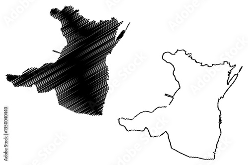 Constanta County (Administrative divisions of Romania, Sud-Est development region) map vector illustration, scribble sketch Constanta map