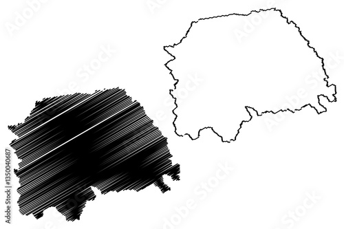 Suceava County (Administrative divisions of Romania, Nord-Est development region) map vector illustration, scribble sketch Suceava map