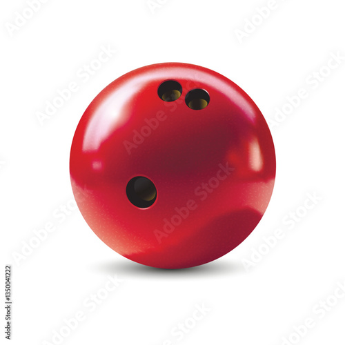 Red Bowling Ball vector realistic illustration