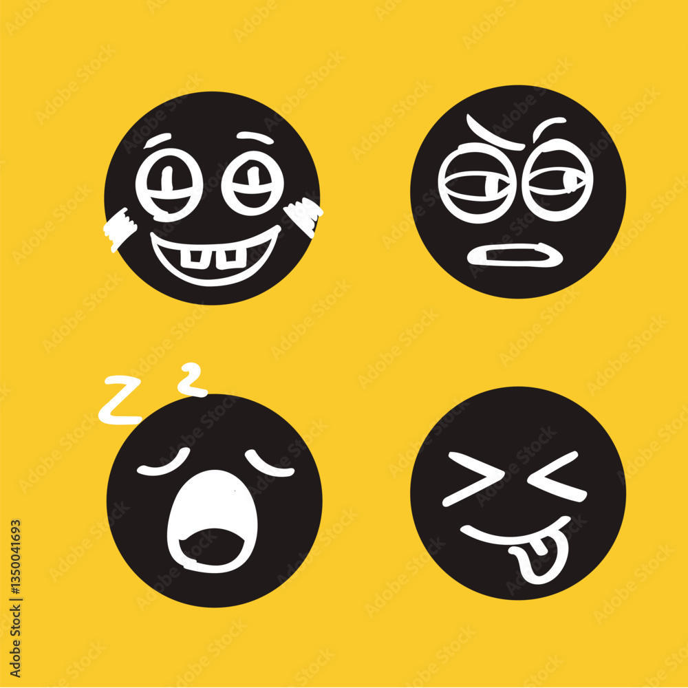 Fototapeta premium Modern outline style emoji icons collection. Premium quality symbols and sign web logo collection. Pack modern infographic logo and pictogram. Simple emoticons pictograms.
