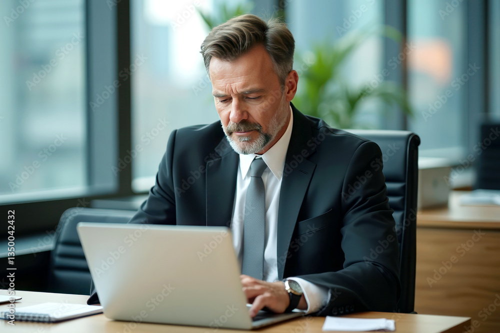 Businessman working with his laptop Businessman working with his laptop