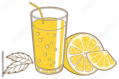 12 Glass of orange juice, carbonated beverage, vibrant yellow color, transparent glass, fizzy drink, refreshing, high-resolution, product photography, advertising style, isolated on white background, 