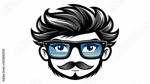 Vector illustration of hipster nerd style black glasses silhouette isolated on white background