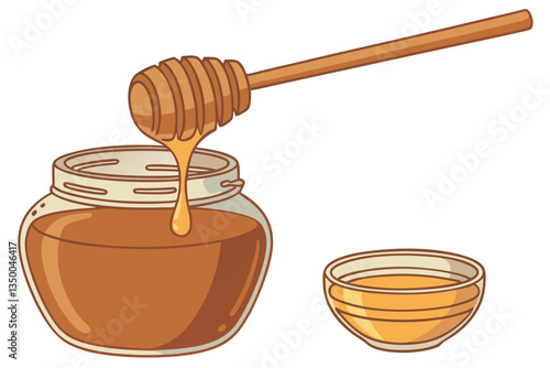 13 Honey jar, golden honey dripping, wooden honey dipper, transparent glass container, amber liquid, viscous texture, glistening surface, macro photography, white background, food photography, closeup