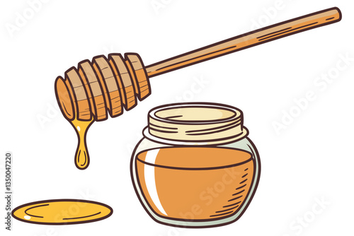 13 Honey jar, golden honey dripping, wooden honey dipper, transparent glass container, amber liquid, viscous texture, glistening surface, macro photography, white background, food photography, closeup