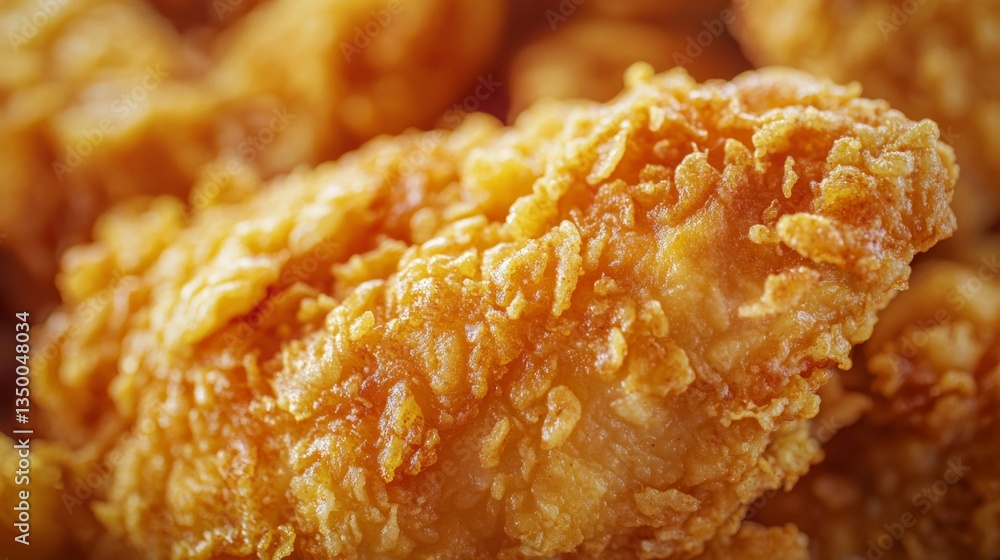 Crispy Golden Fried Chicken Close-Up Shot on Delicious Background Crispy Golden Fried Chicken Close-Up Shot on Delicious Background