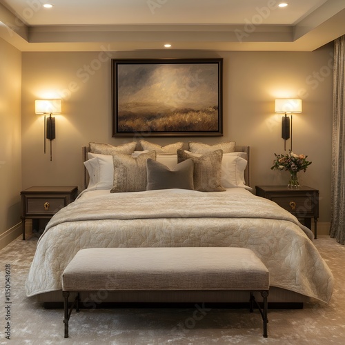 Wallpaper Mural A luxurious bedroom with cozy design elements and soft lighting Torontodigital.ca