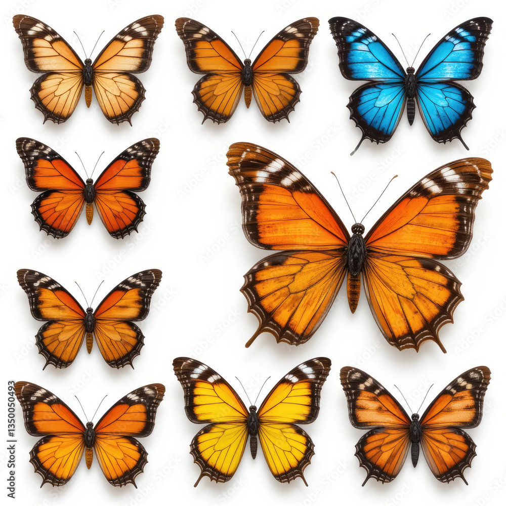 set of colorful butterflies set of colorful butterflies