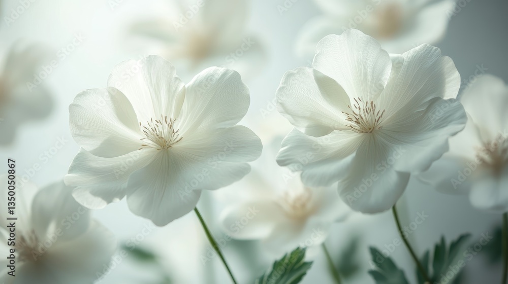White Lush Voluminous Beautiful Flowers Super Realistic Photo with White Background White Lush Voluminous Beautiful Flowers Super Realistic Photo with White Background