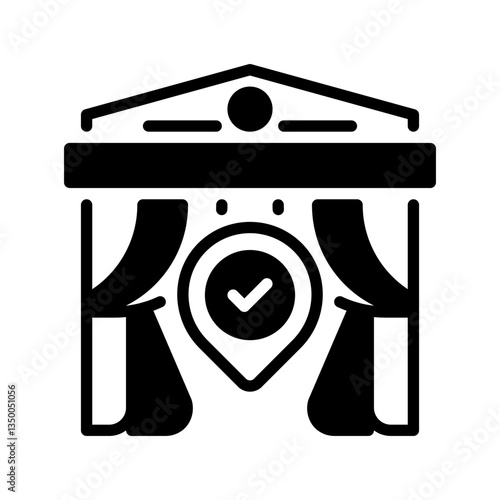 Venue Selection Line Icon, Outline Symbol for Event Location, Conference Hall Booking, Party Planning, Meeting Spaces, and Wedding Venues. Vector Sign Icon.
