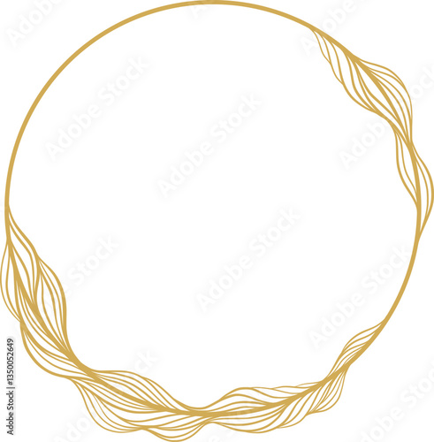 Gold Line Wave Circle Border