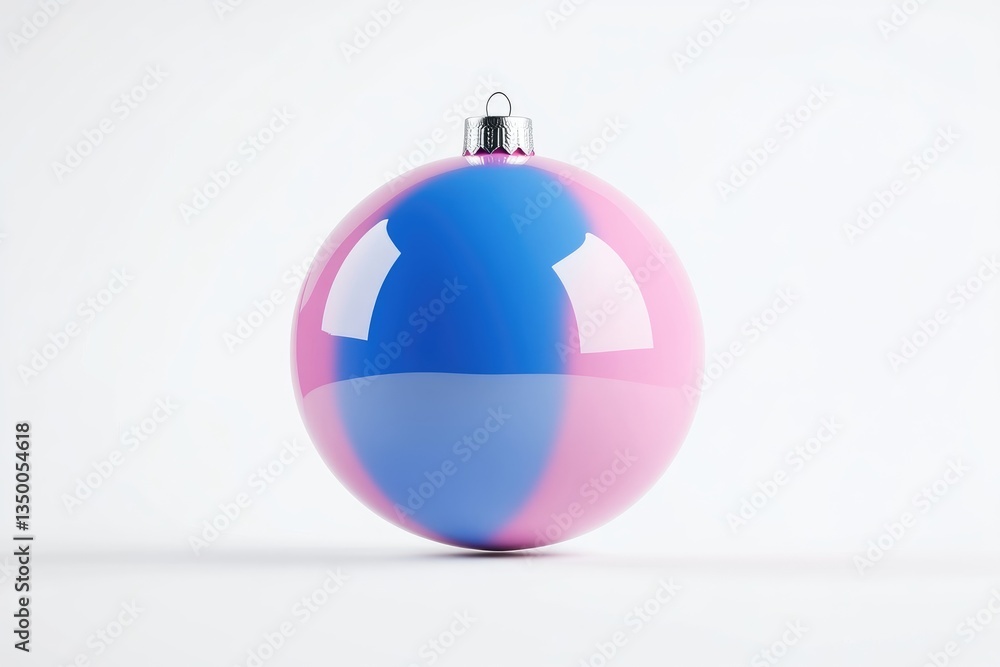 Fototapeta premium Vibrant pink and blue Christmas ornament