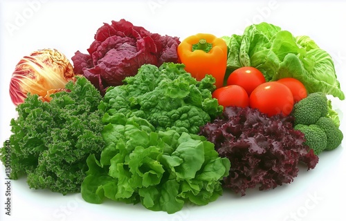 Fresh Assortment of Colorful Vegetables Arranged on a White Background