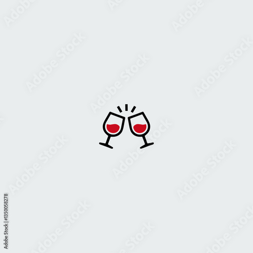Wine cheer icon logo flat vector design