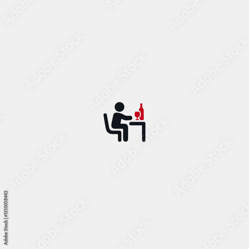 Wine drinker icon logo flat vector design