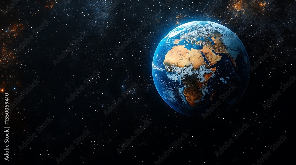 Fototapeta premium Earth viewed from space, showing Africa and Europe.