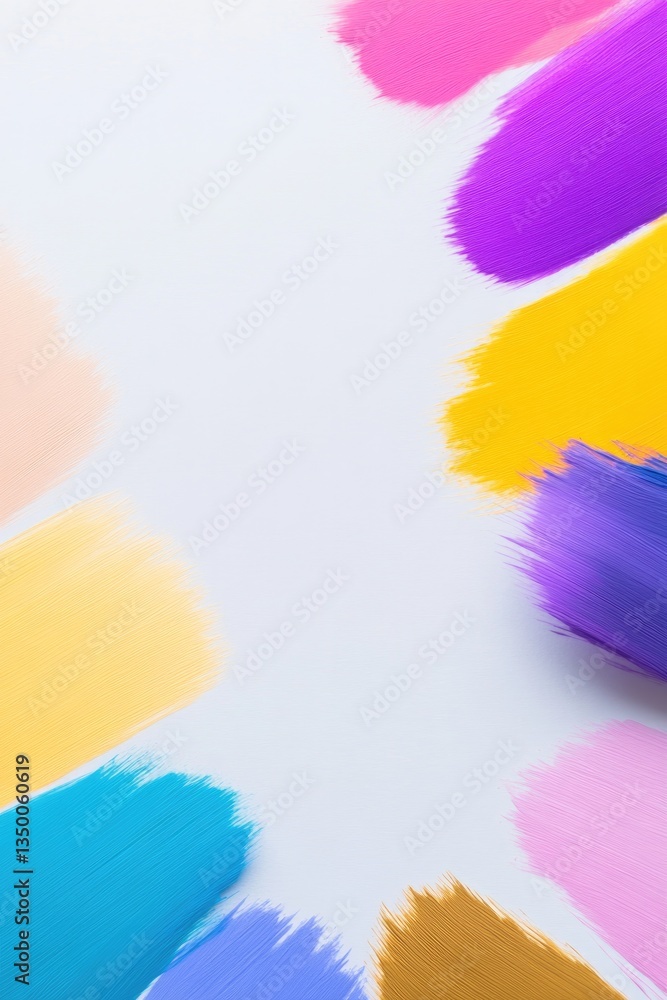 Colorful brush strokes create an artistic splash against clean b Colorful brush strokes create an artistic splash against clean b