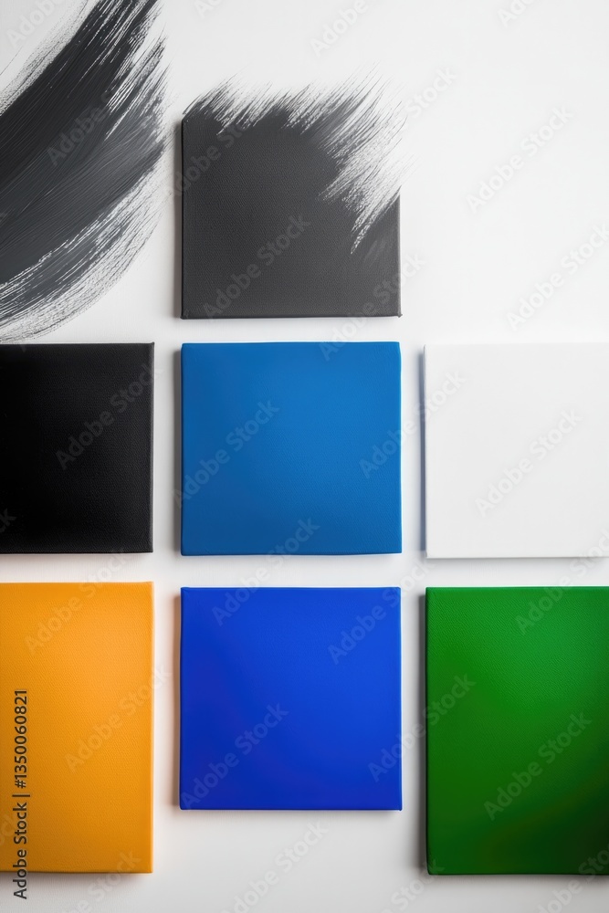 Naklejka premium Colorful canvases arranged artistically showcase creativity and
