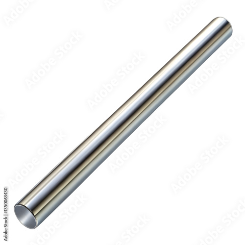 Shiny metal rod isolated on transparent background  
