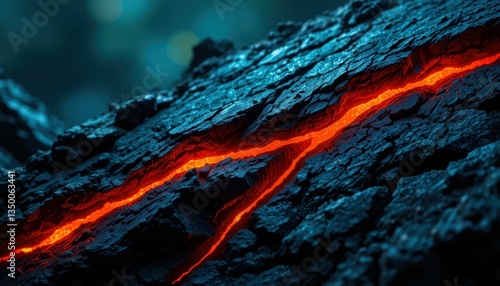 Wallpaper Mural Glowing Lava Crack on Dark Charred Wood in Ethereal Background Torontodigital.ca