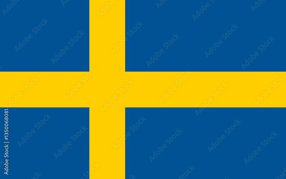 Sweden Flag with Yellow Cross on Blue Background Sweden Flag with Yellow Cross on Blue Background
