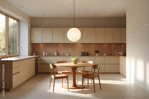 Modern Minimalist Kitchen: Sunlit Wood, Clean Lines & Contemporary Decor