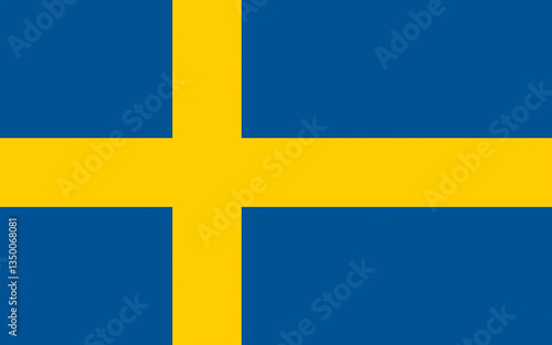Sweden Flag with Yellow Cross on Blue Background