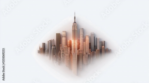 Panoramic View of Manhattan Skyline at Dusk with Glowing Skyscrapers