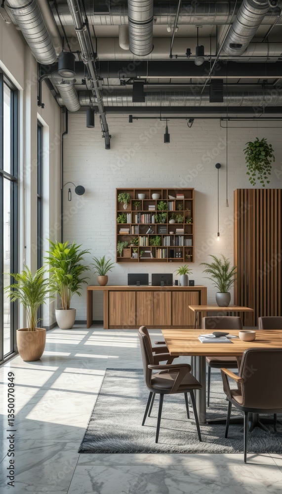 Obraz premium Modern Office Interior with Natural Light and Stylish Furniture