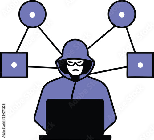 Cybersecurity Hacker Attacks Multiple Data Servers Online Network