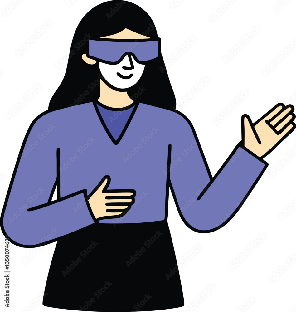 Woman Wearing VR Glasses Presenting Innovation Technology Woman Wearing VR Glasses Presenting Innovation Technology