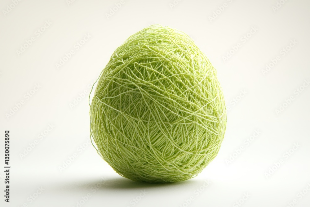 Bright spring green yarn ball resting on a clean white background Bright spring green yarn ball resting on a clean white background