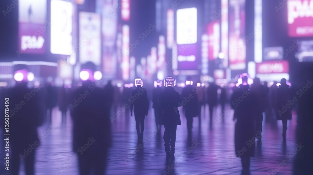 custom made wallpaper toronto digitalNight city, people with glowing head displays