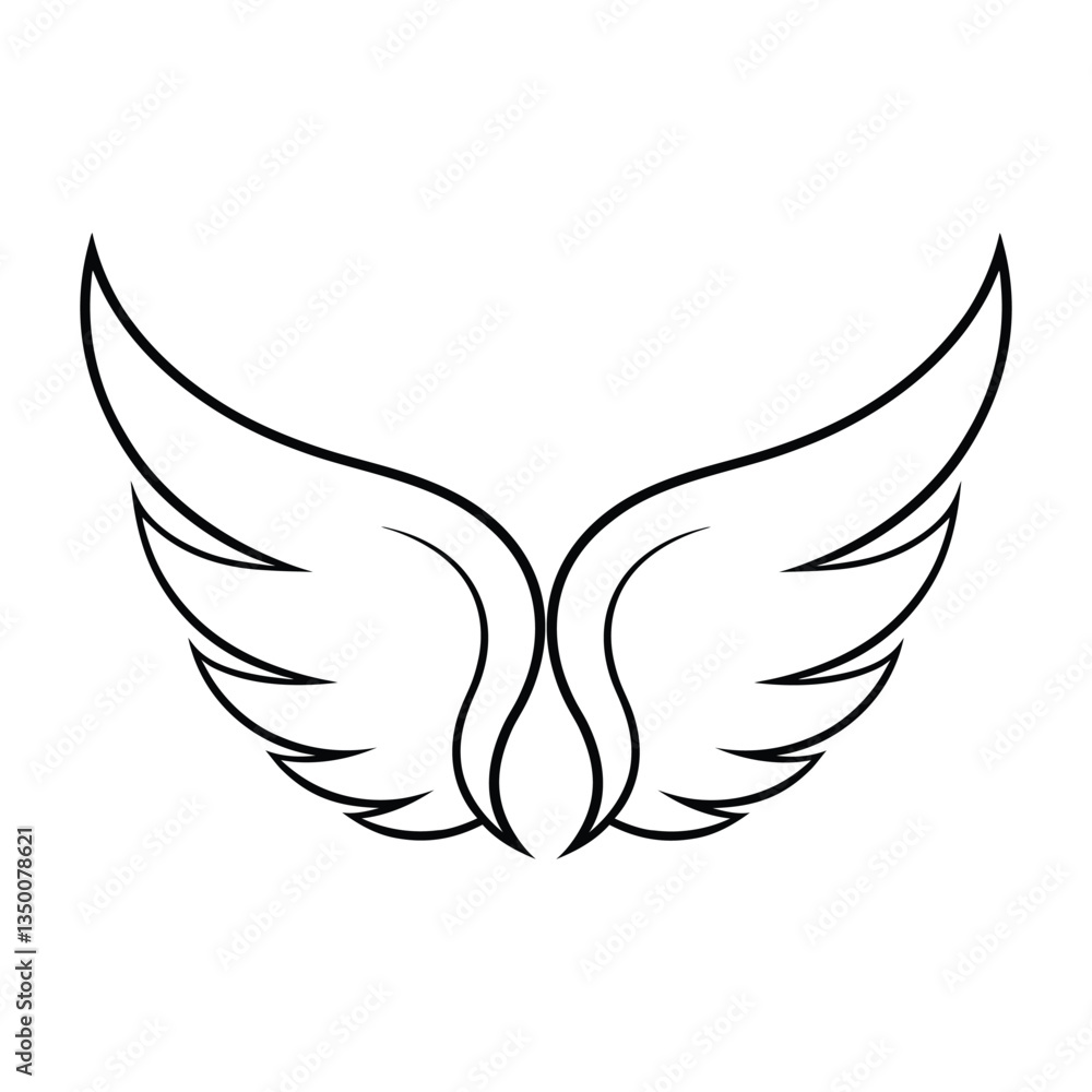 Obraz premium Wing line art vector illustration