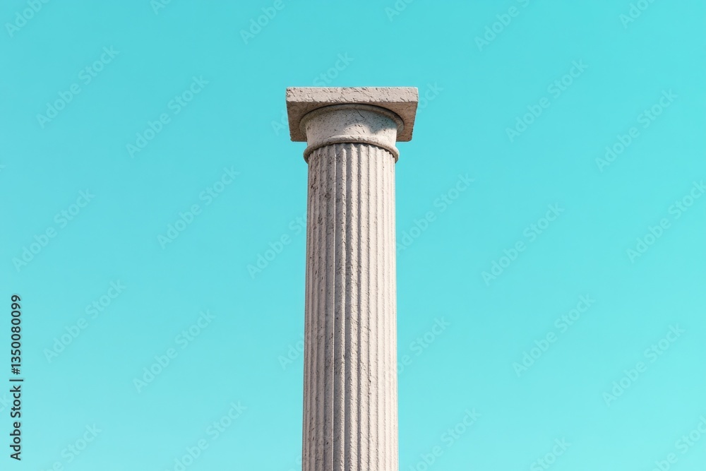 Tall ancient column stands against vibrant blue sky showcasing c Tall ancient column stands against vibrant blue sky showcasing c
