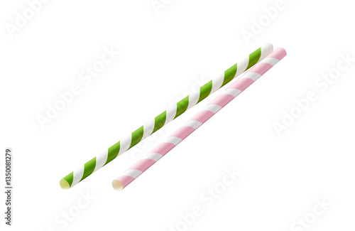 Green and pink paper straw 