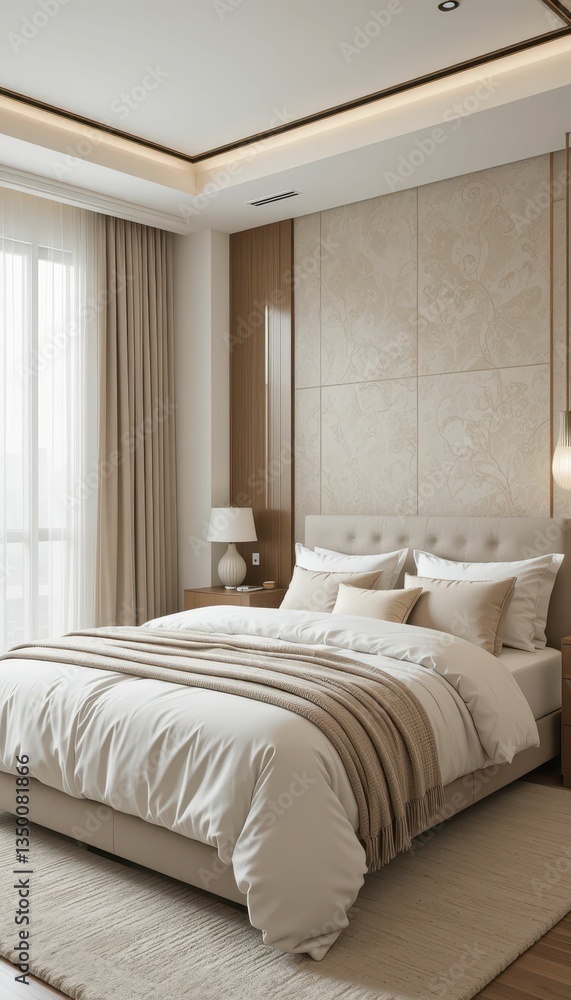 Modern Cozy Bedroom Design with Neutral Tones and Soft Textures Modern Cozy Bedroom Design with Neutral Tones and Soft Textures