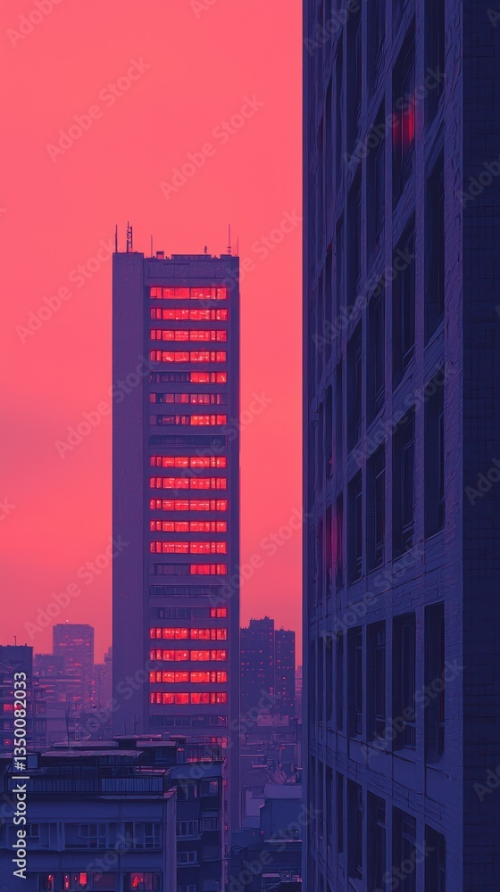 Naklejka premium City skyline at sunset (1)
