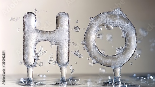 Water molecule H2O formed by water droplets.