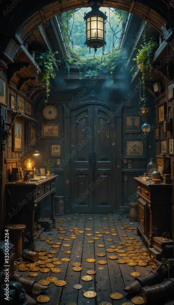 Obraz premium Enchanted Room with Treasure, Art, and Natural Light Streaming In